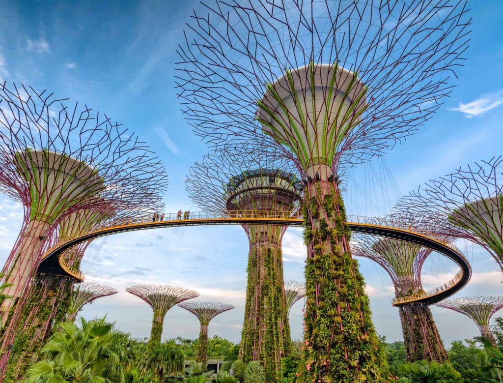 Auch eine Art der vertikalen Gärten: die Supertrees in Singapur.